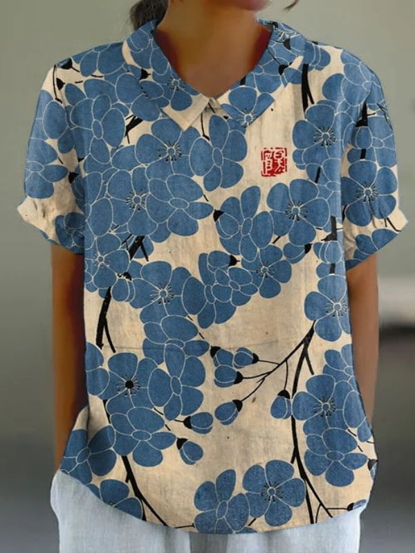 Chelsey – Modernes Retro-Top mit Pflaumenblüten