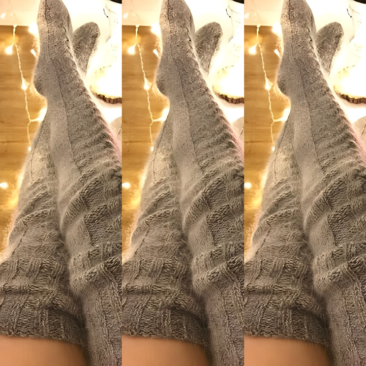 Hailee - Flauschige gestrickte Overknee-Socken für Damen