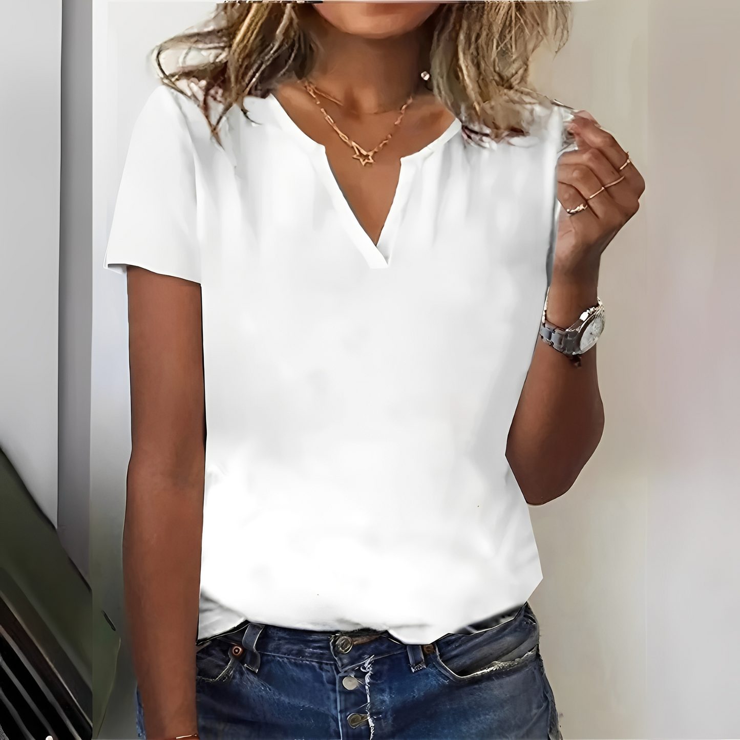 Alice - Lockeres V-Ausschnitt-Damenoberteil