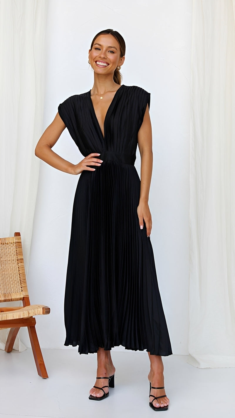 Alexia - Elegantes Damen-Midikleid mit V-Ausschnitt