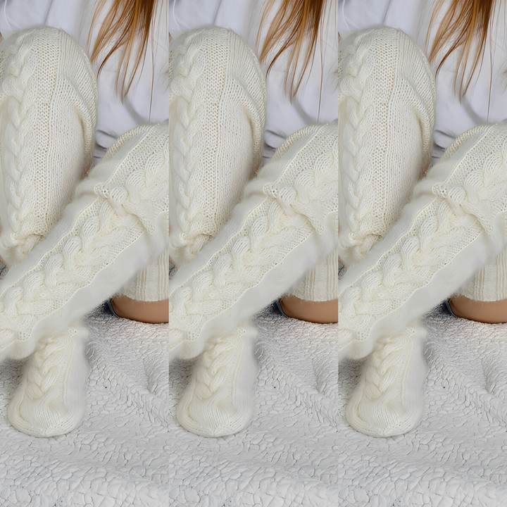 Hailee - Flauschige gestrickte Overknee-Socken für Damen