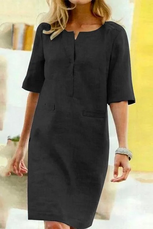 Alesandra - Kleid aus Baumwolle und Leinen mit leichtem Komfort