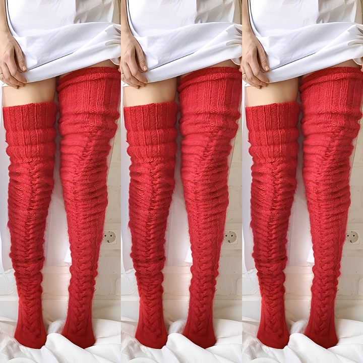 Hailee - Flauschige gestrickte Overknee-Socken für Damen