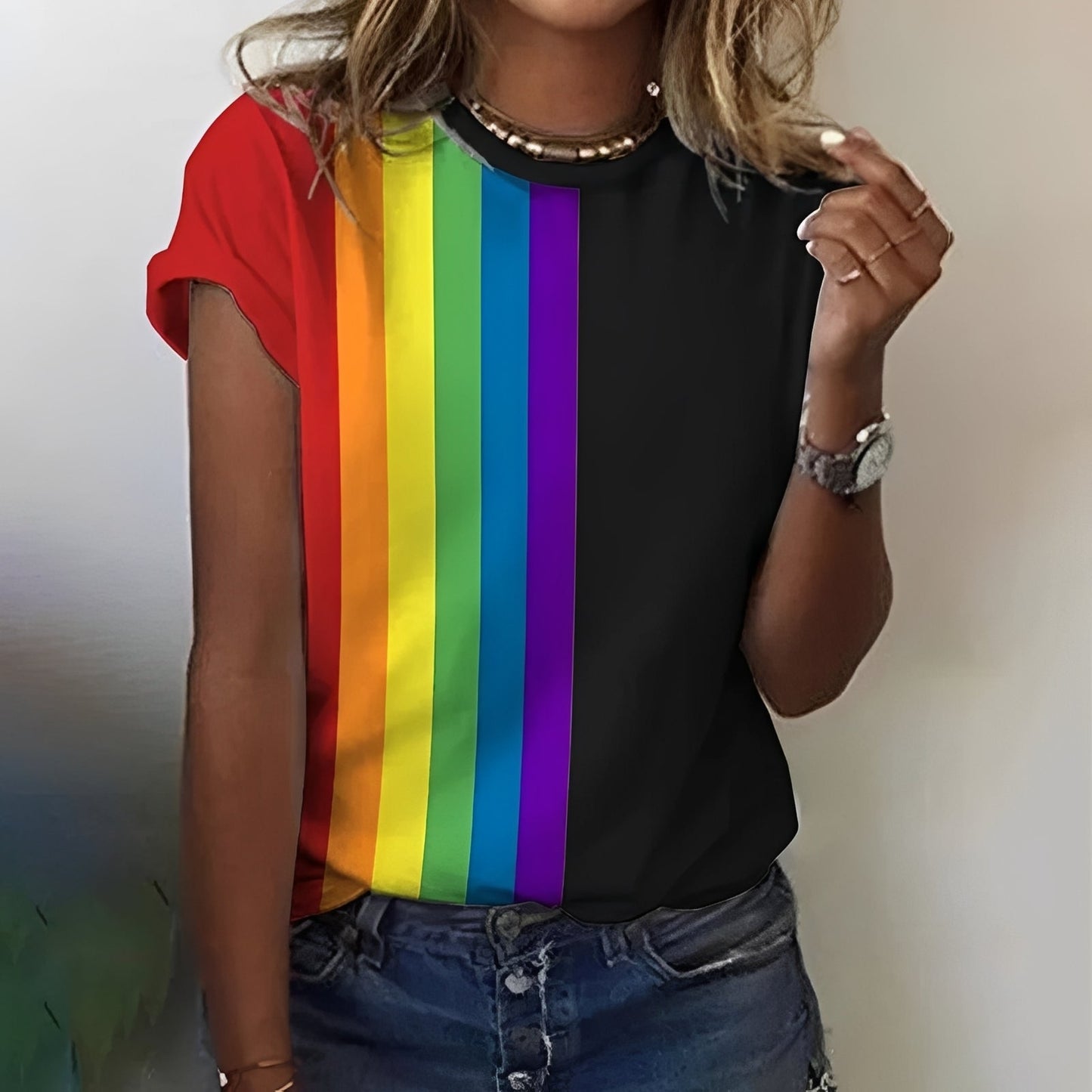 Chrissy - Lässiges Regenbogen-Shirt für Damen
