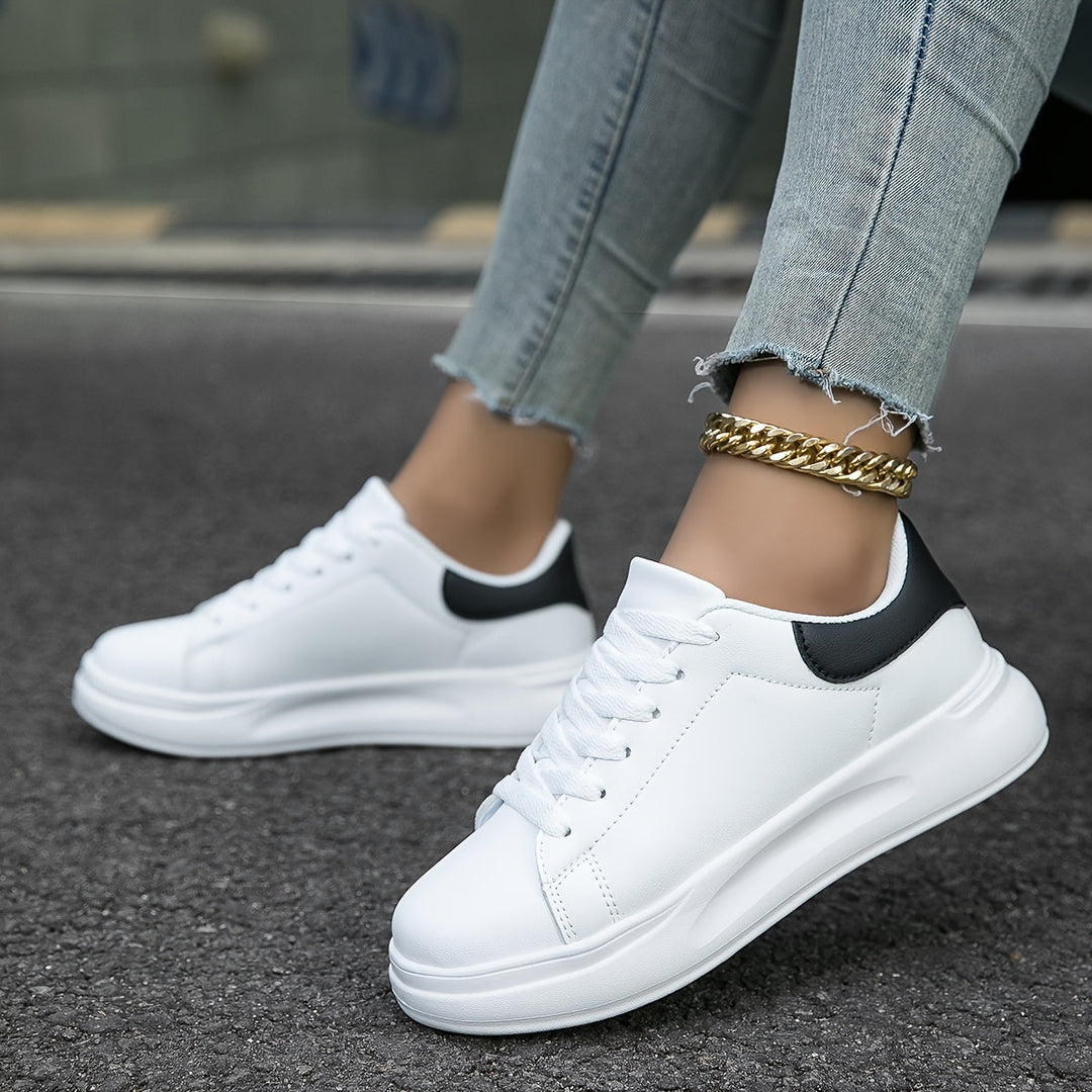 Techno - Damen Weißleder-Sneaker Einfacher Look