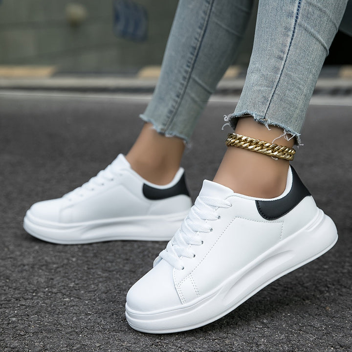 Techno - Damen Weißleder-Sneaker Einfacher Look