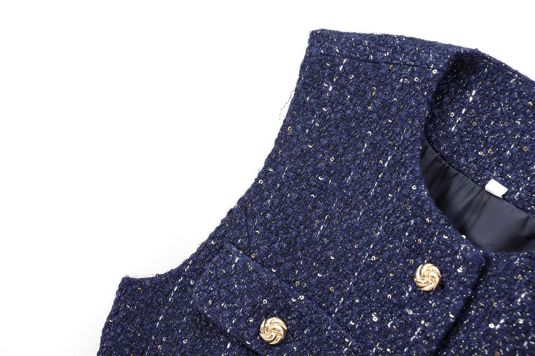 Daphne - Slim-Fit Weste mit Perlenverziertem Gürtel