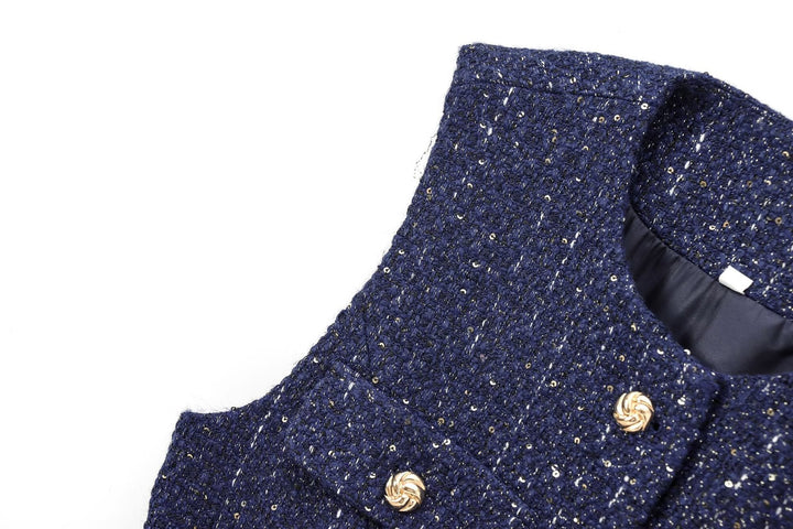 Daphne - Slim-Fit Weste mit Perlenverziertem Gürtel