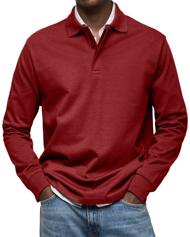 Dewey - Einfaches Herren-Poloshirt mit langen Ärmeln