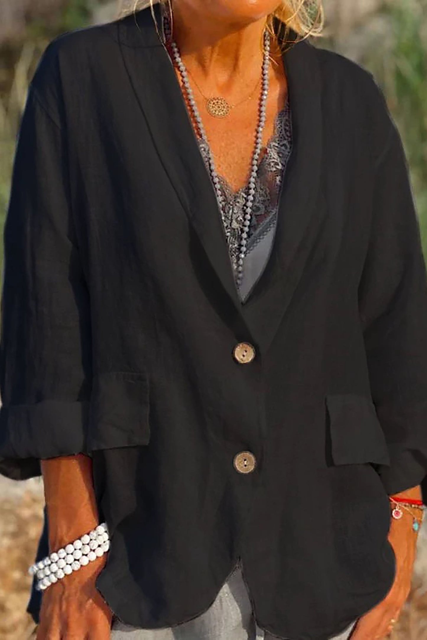 Jessica - Luftige Leinenjacke Damen mit Knopfleiste