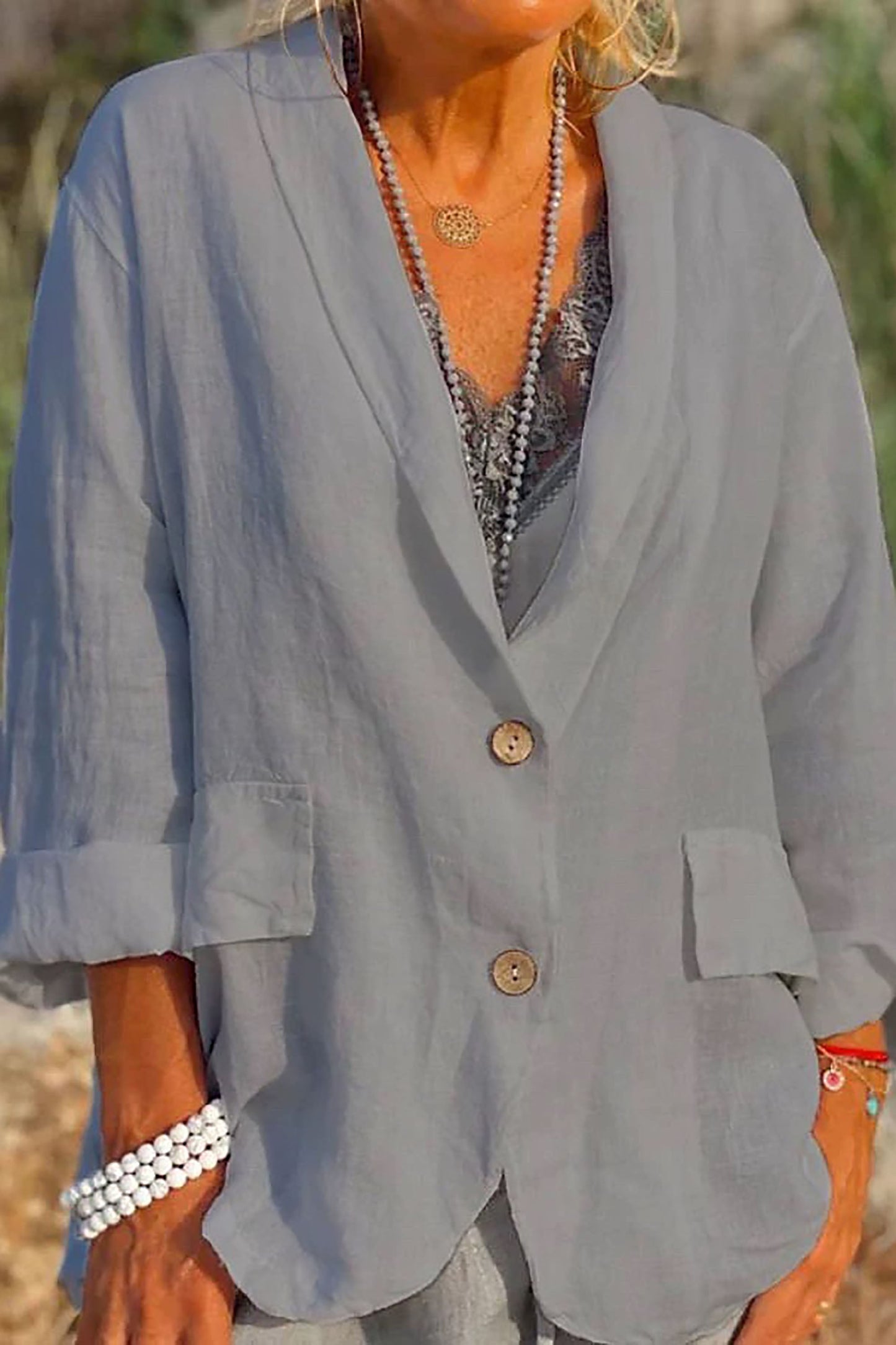 Jessica - Luftige Leinenjacke Damen mit Knopfleiste