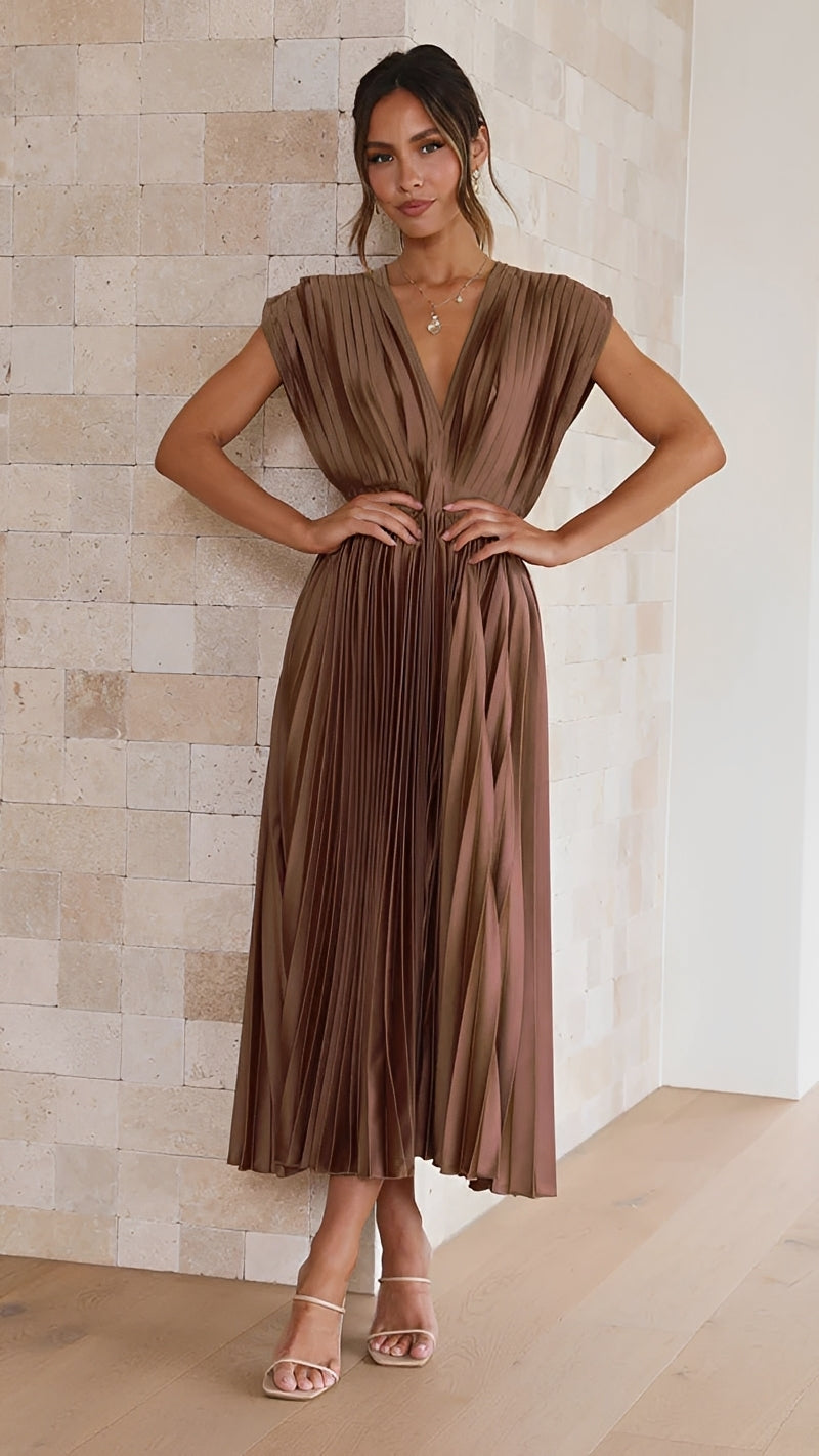Alexia - Elegantes Damen-Midikleid mit V-Ausschnitt