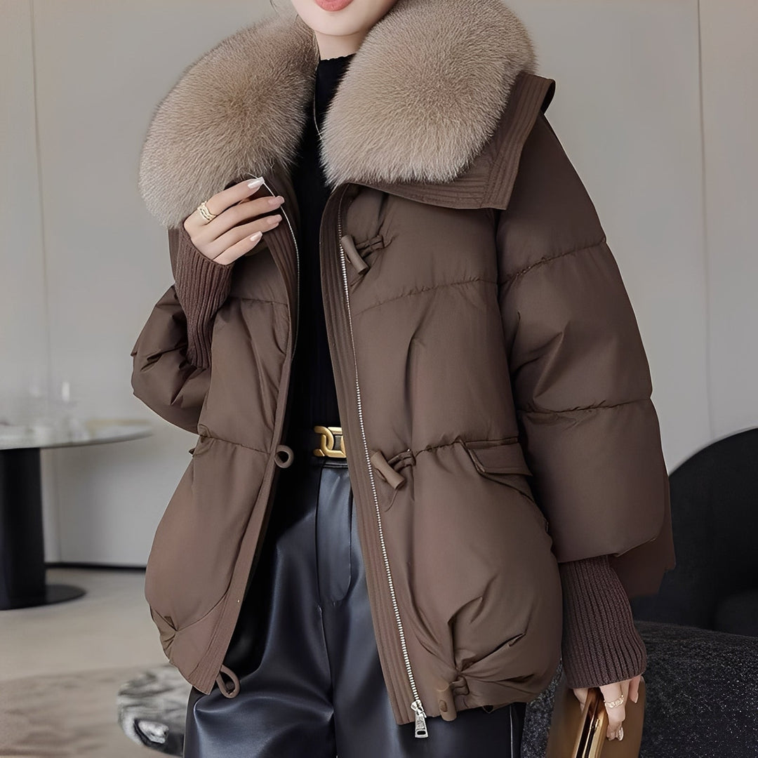 Victoria - schicke Windjacke mit Daunen und Pelzkragen für Damen