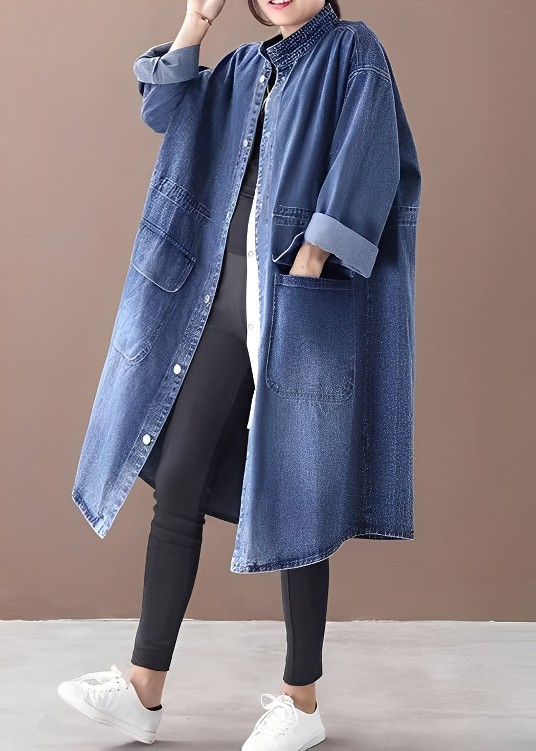 Jacinda - Damen-Jeansjacke im lockeren Stil mit Stehkragen