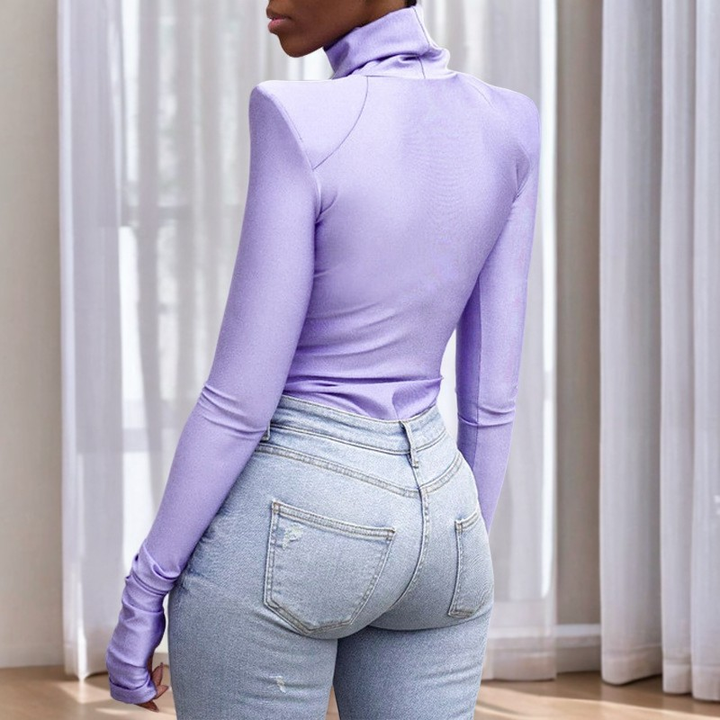 Ellery - Damen Rollkragen-Body mit Schulterpolstern