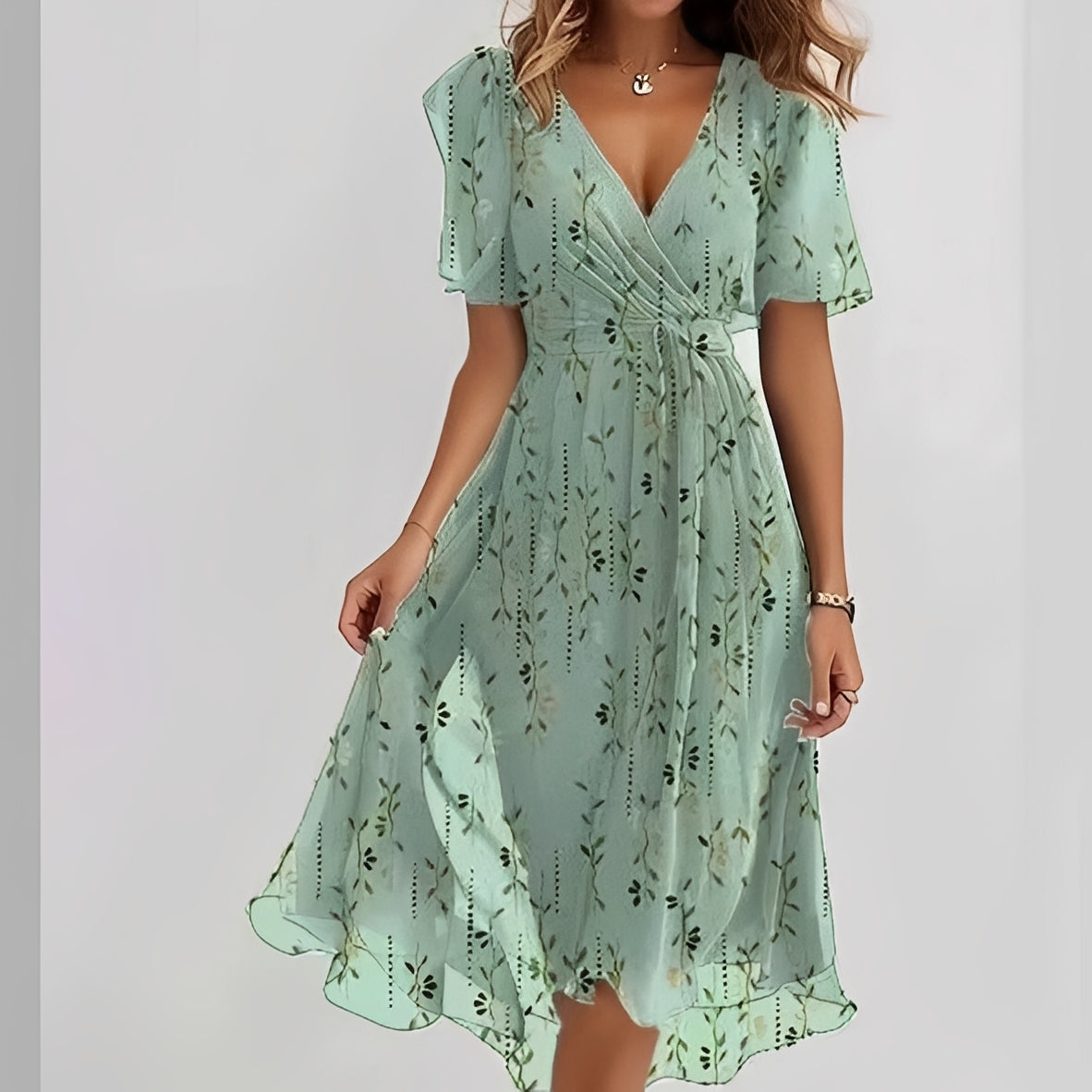 Gemma - Elegantes Midikleid mit kurzen Ärmeln für Damen