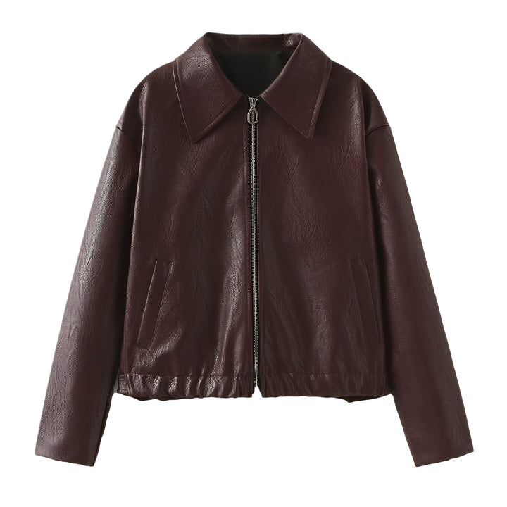 Lesley - Modische Damenjacke aus Leder mit Zipper