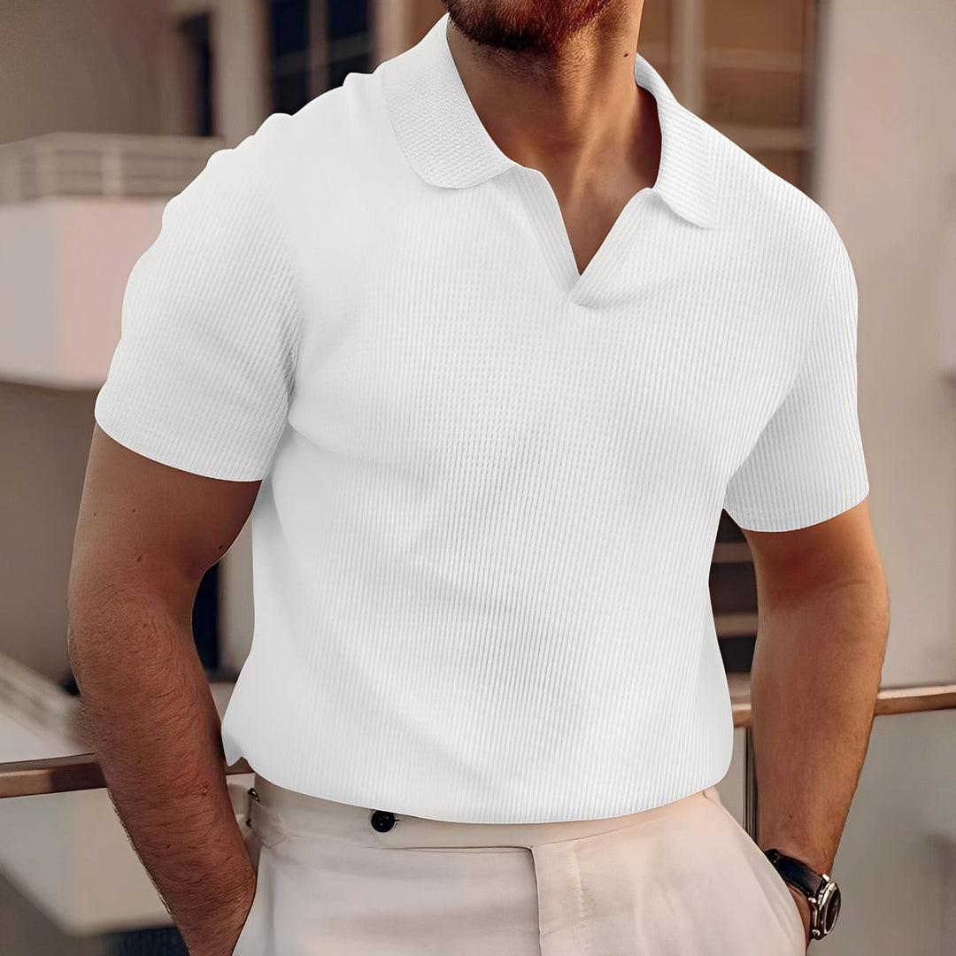 Harley - Einfaches Herren-Poloshirt mit kurzen Ärmeln und Wabenmuster