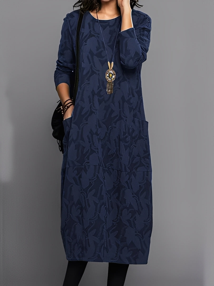 Kadence - Schickes Damenkleid mit langen Ärmeln und Muster