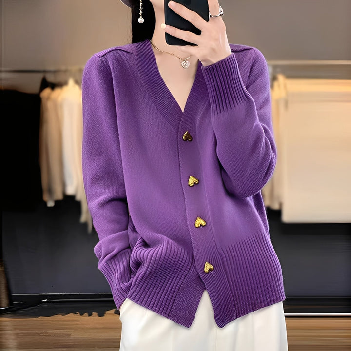 Valarie - Damen-Cardigan mit Herzknöpfen