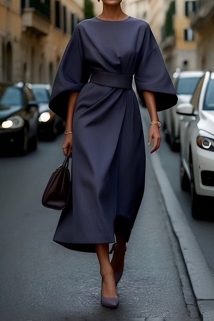 Nicole - Elegantes Damen-Midikleid mit Puffärmeln
