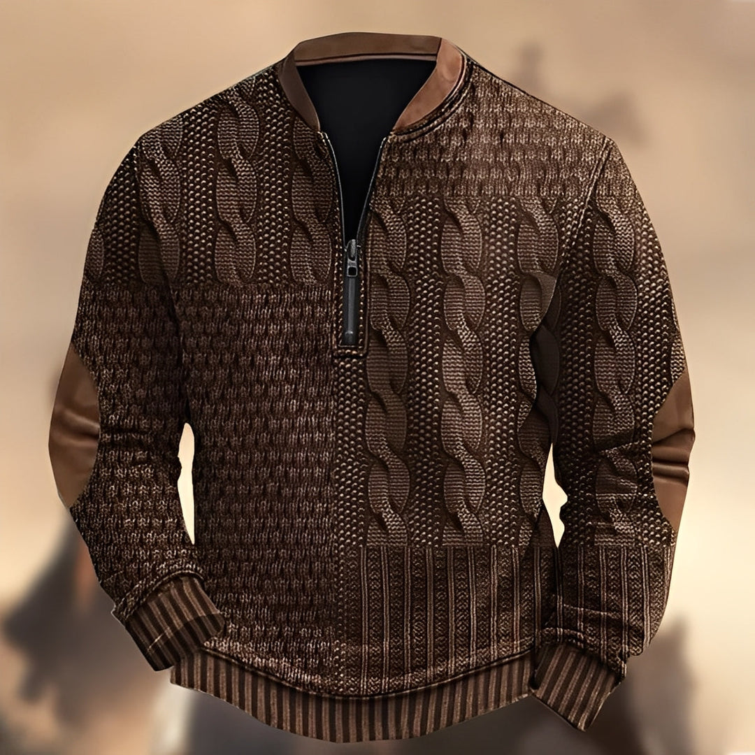 Edmund - Bequemer Pullover mit Druck und Reißverschluss für Herren