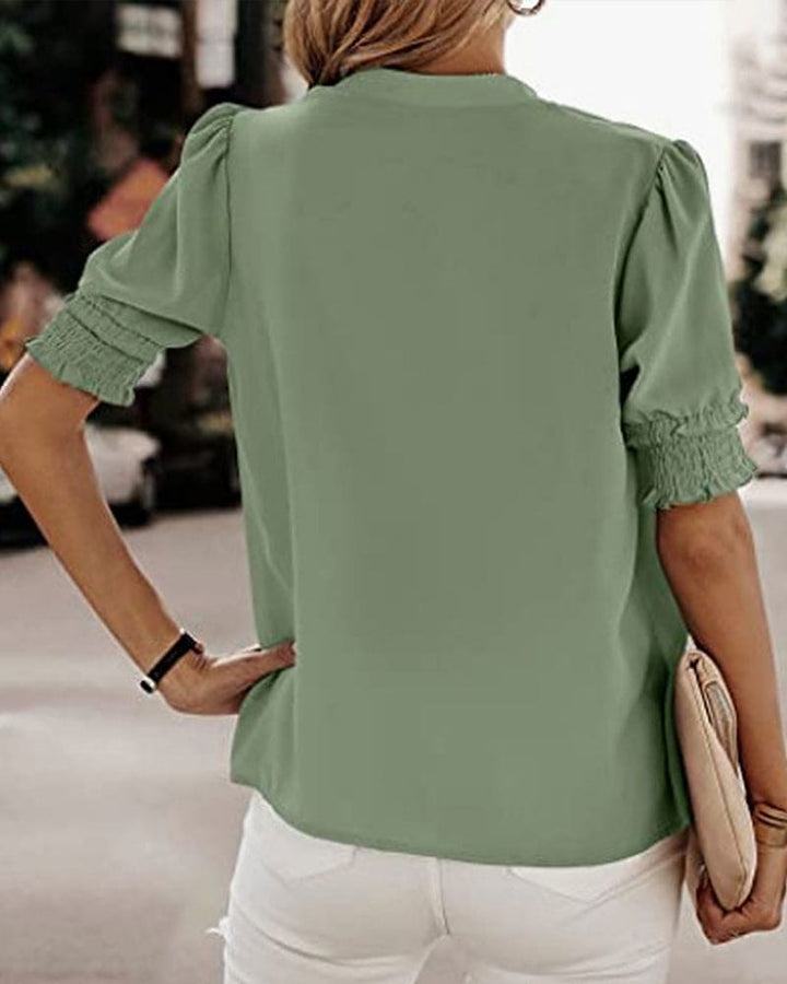 Sophia – Bluse mit V-Ausschnitt und kurzen Ärmeln