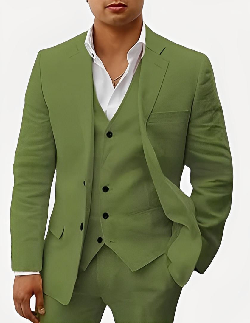 Beckham - Elegantes dreiteiliges Herren-Leinen-Set