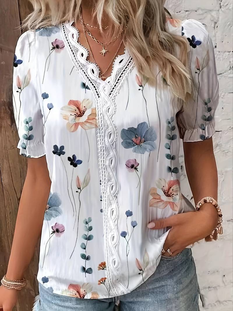 Ava - Frühlingsbluse mit V-Ausschnitt und leichtem Komfort