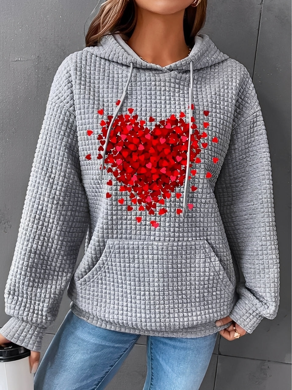 Berenice - Bedrucktes, warmes Damen-Kapuzensweatshirt