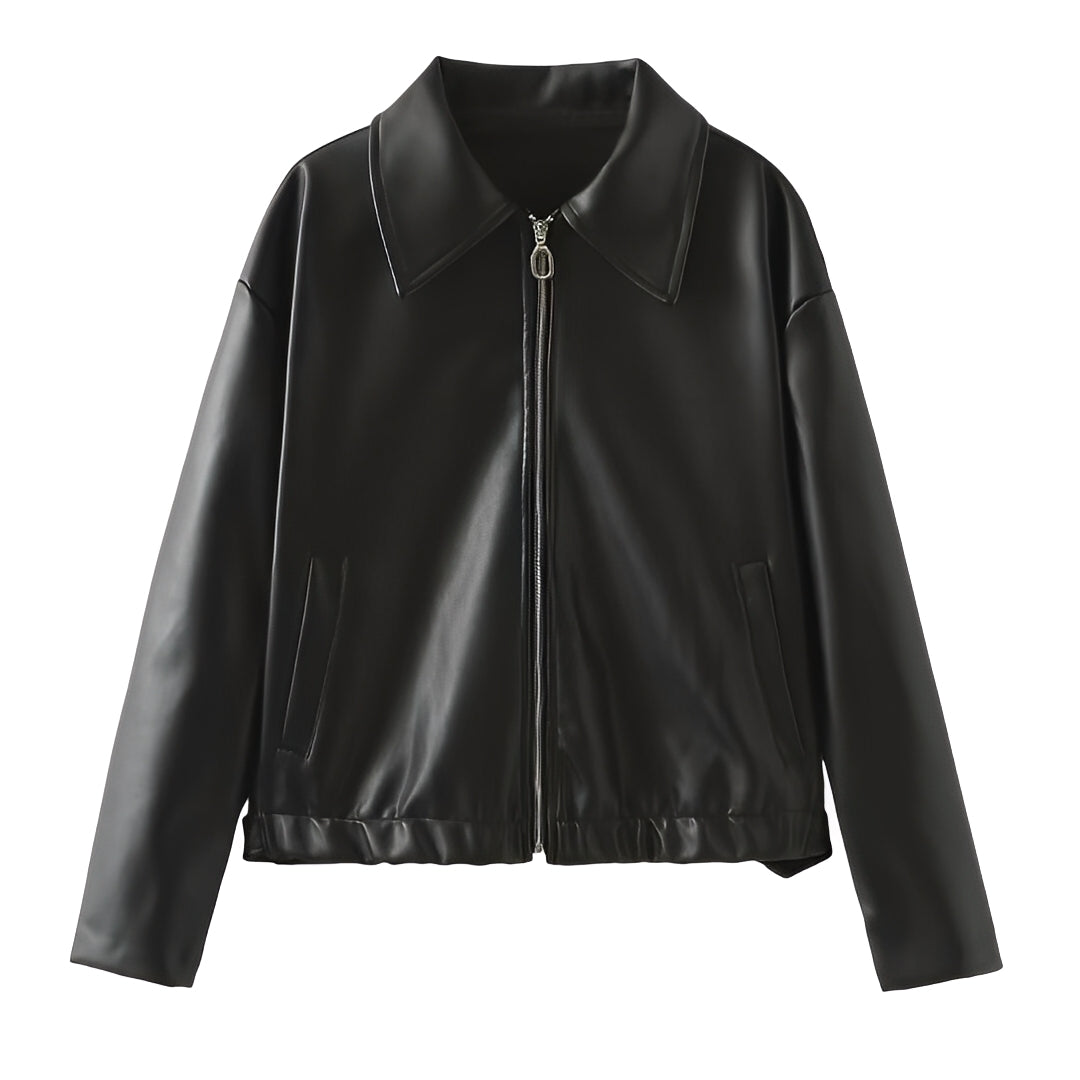 Lesley - Modische Damenjacke aus Leder mit Zipper