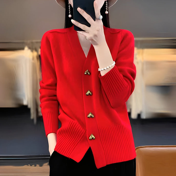 Valarie - Damen-Cardigan mit Herzknöpfen