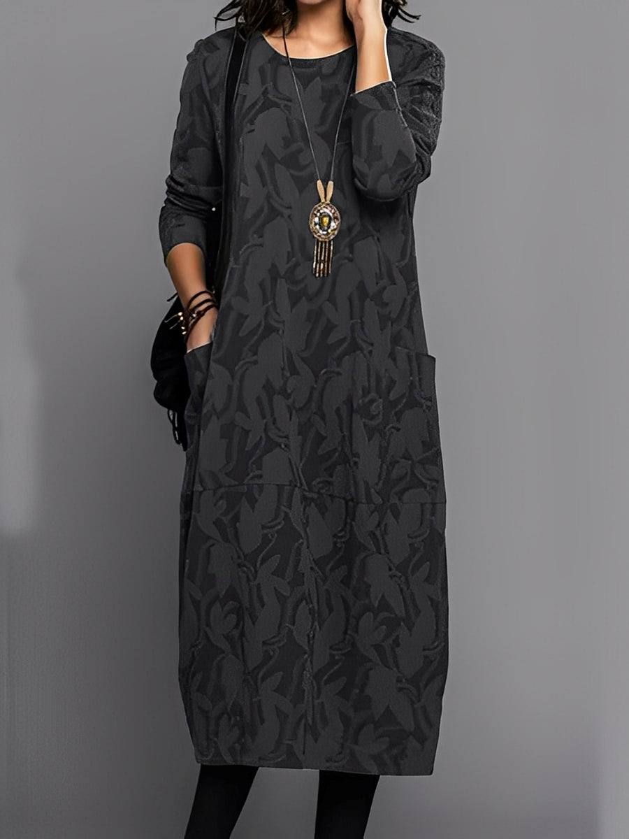 Kadence - Schickes Damenkleid mit langen Ärmeln und Muster