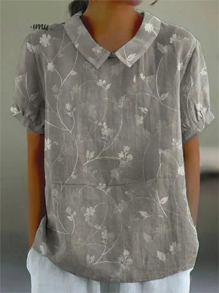 Shira - Schickes Damen-Leinenhemd mit Fischmuster