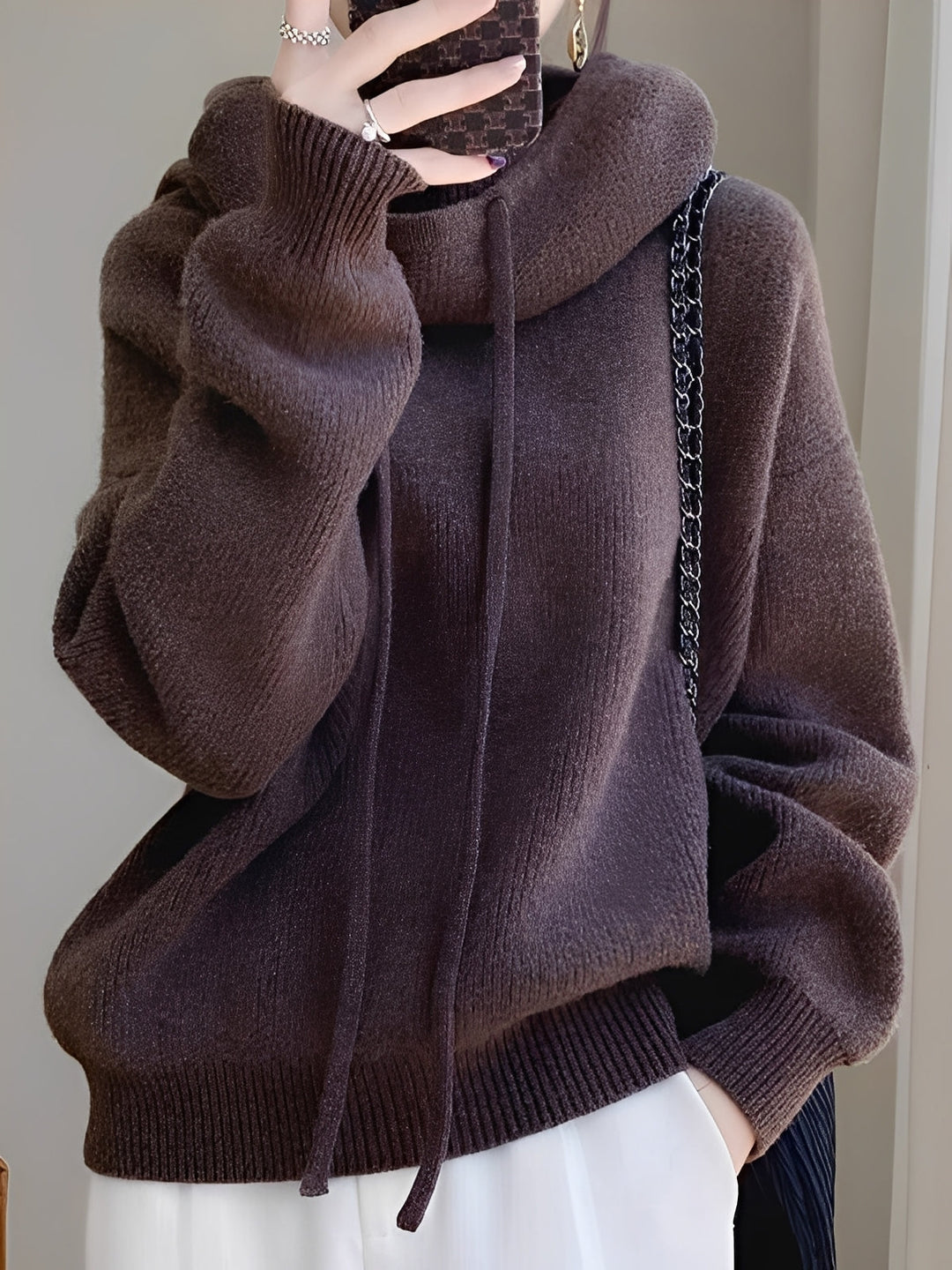 Roxane - Weicher, gemütlicher Damen-Wollpullover mit Kapuze