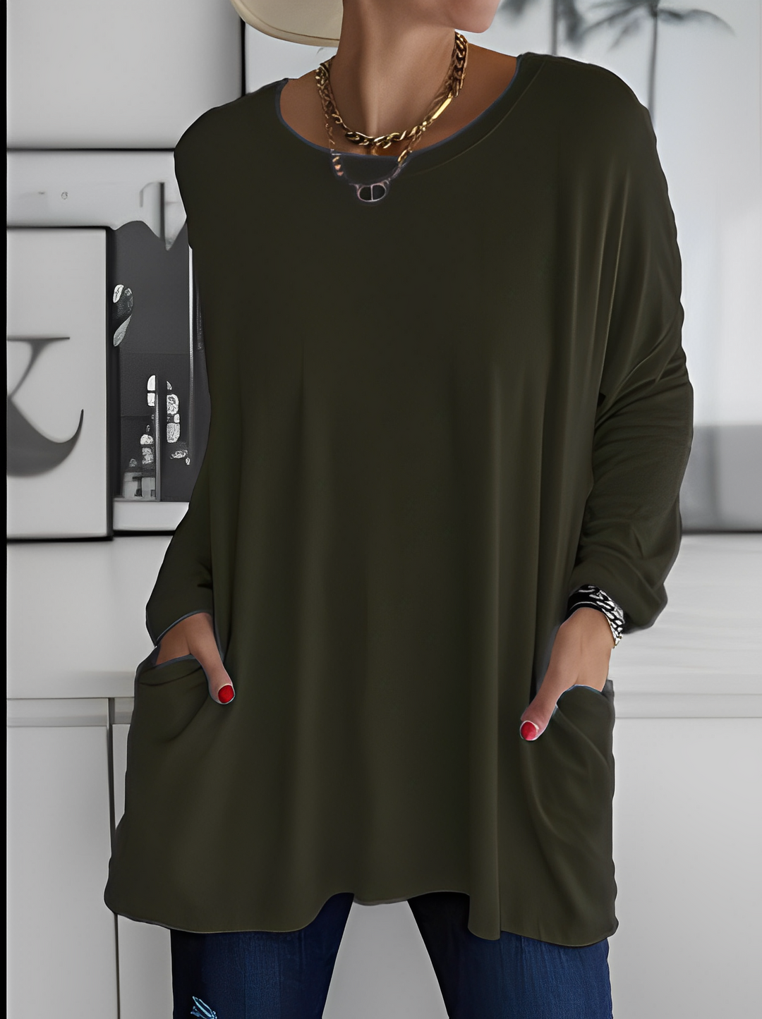 Leola - Bequemer Damenpullover mit Taschen