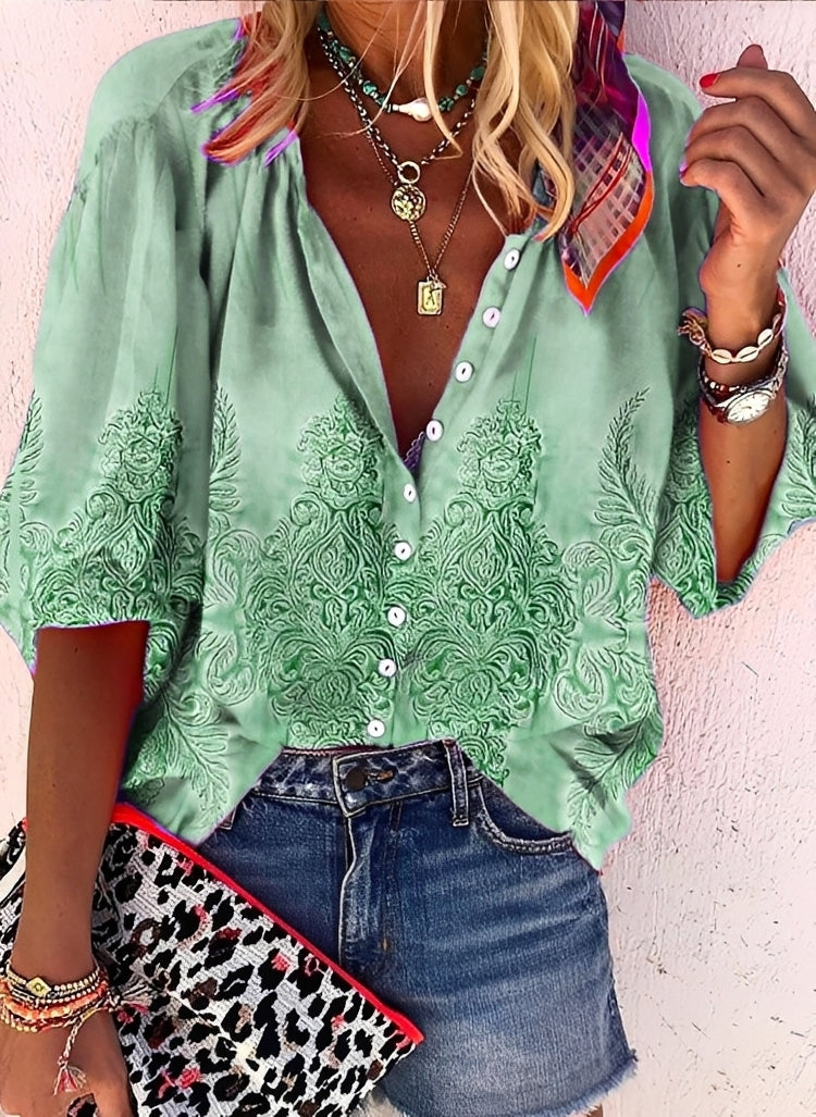 Kristina - Farbenfrohe, leger geschnittene Damenbluse