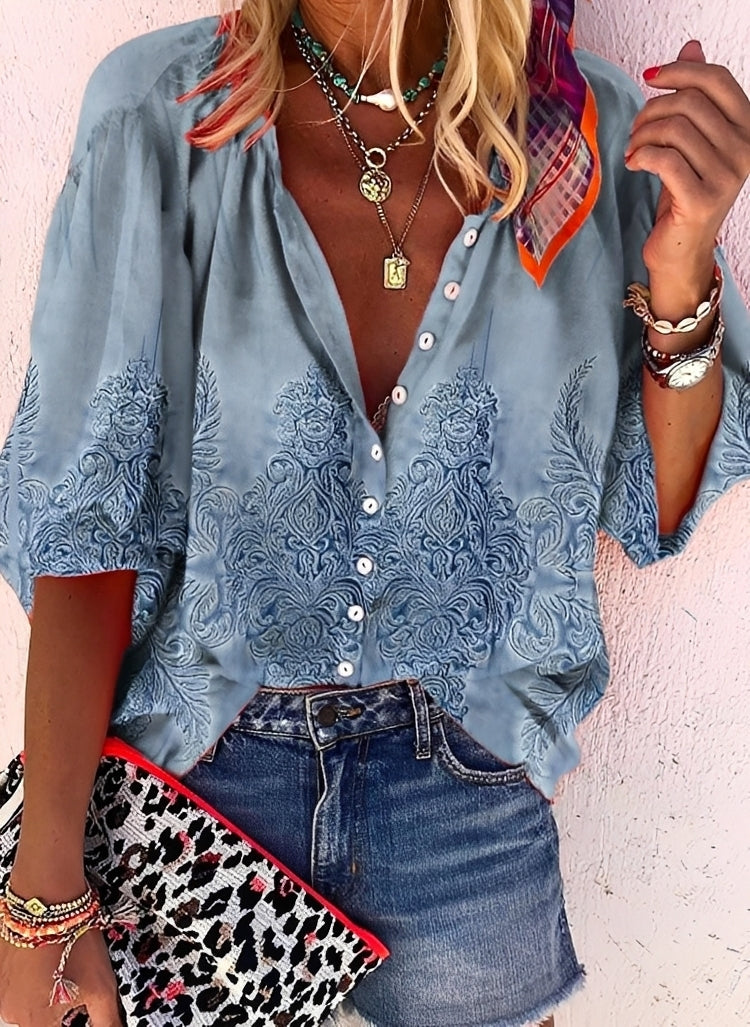 Kristina - Farbenfrohe, leger geschnittene Damenbluse