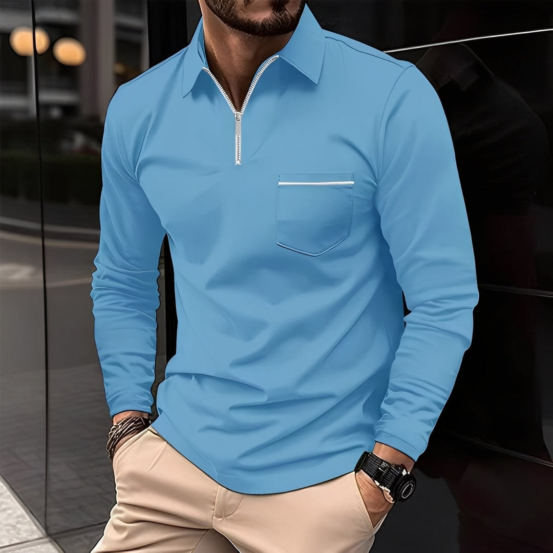 Bernard - Gemütliches Langarm-Poloshirt mit Tasche für Herren