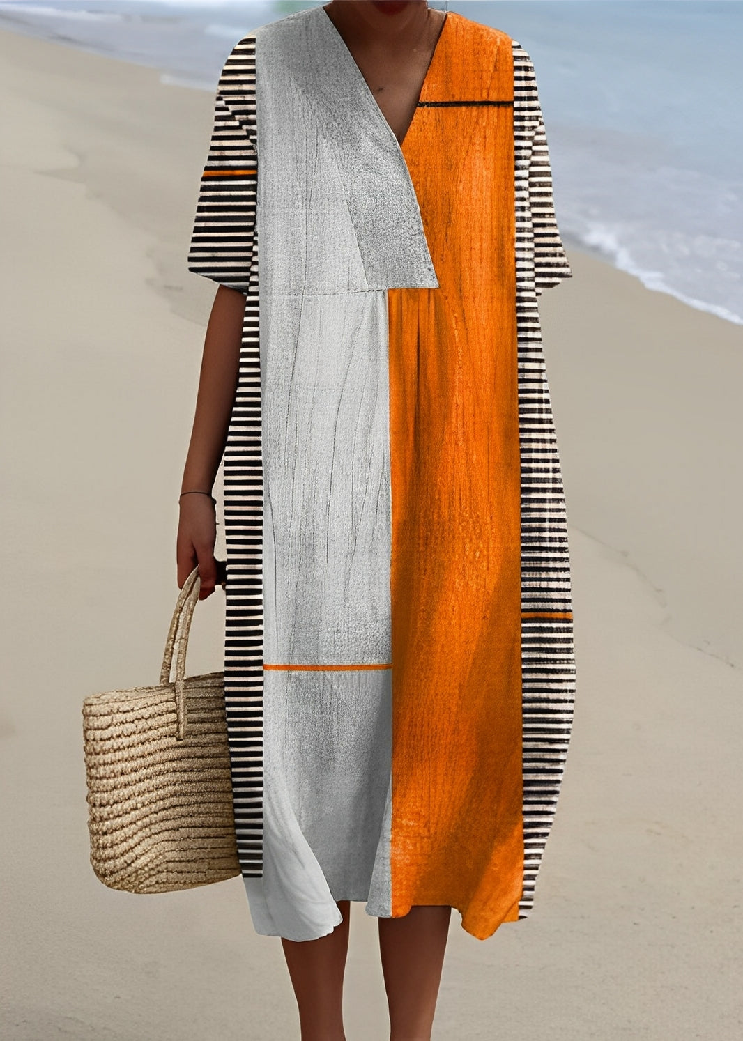 Leilani - Elegantes Leinenkleid für Damen mit V-Ausschnitt