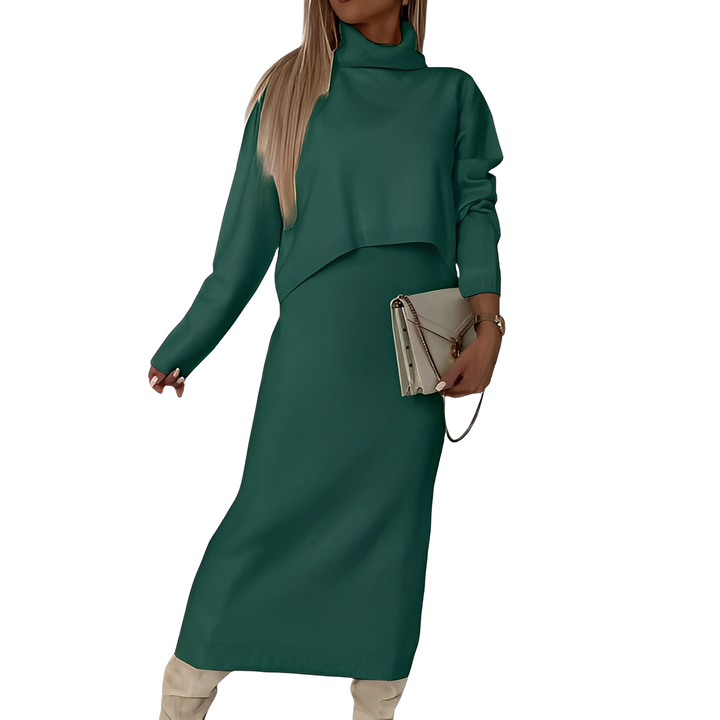 Natalee - Elegantes Set aus Rollkragenpullover und Rock für Damen