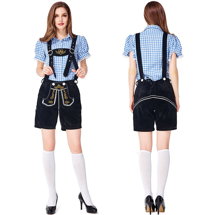 Dahlia - Oktoberfest-Kleidung mit karierten Latzhosen für Frauen