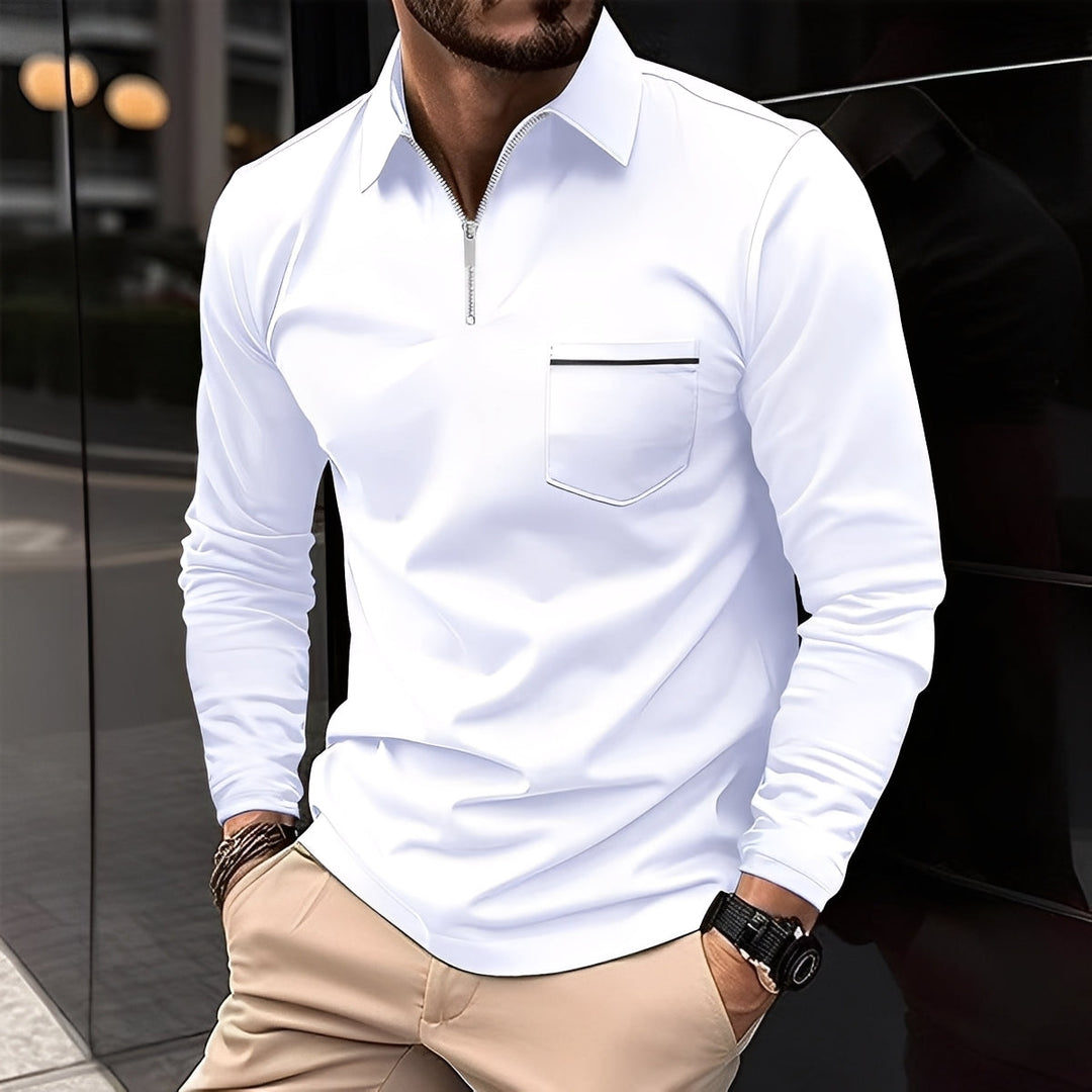 Bernard - Gemütliches Langarm-Poloshirt mit Tasche für Herren