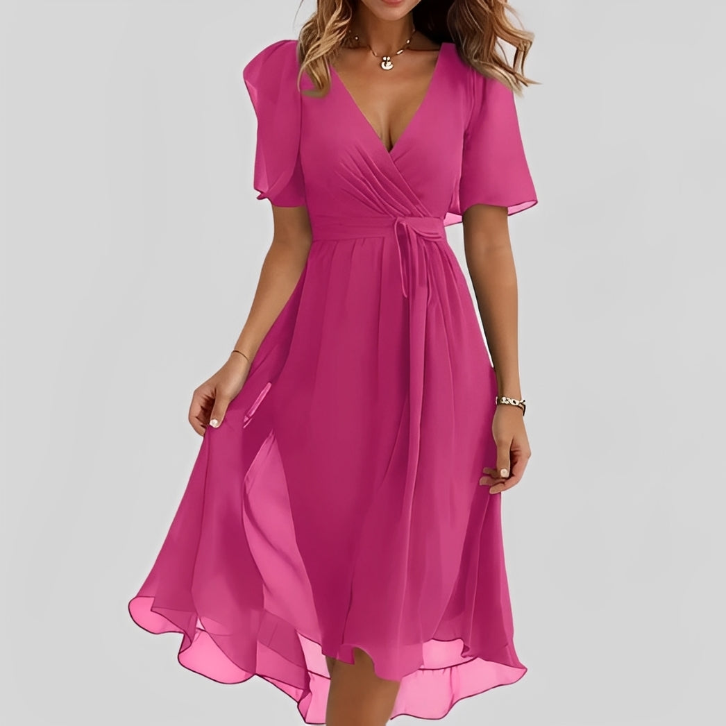 Gemma - Elegantes Midikleid mit kurzen Ärmeln für Damen