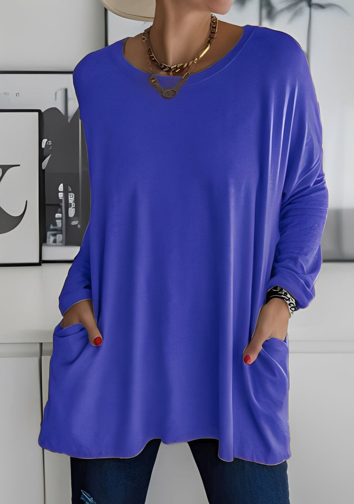 Krystle - Lockeres Damenshirt mit langen Ärmeln und Taschen