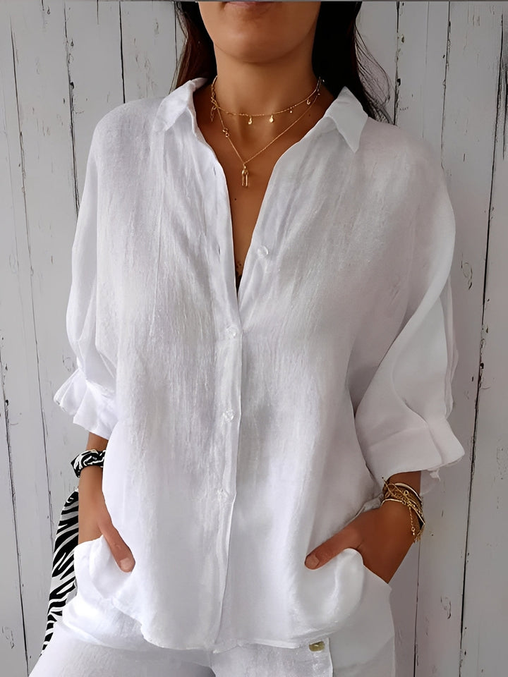 Griselda - Lockere Baumwoll-Leinen-Bluse für Damen