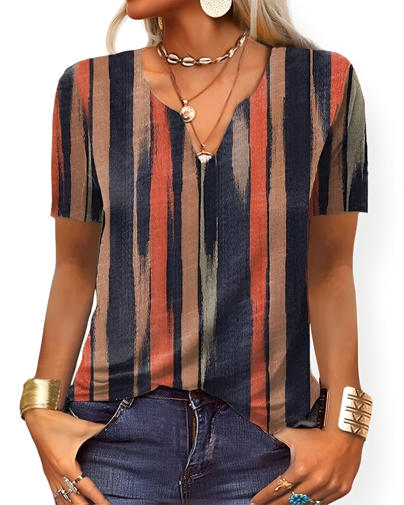 Charlee - Lockeres Boho-Shirt mit V-Ausschnitt für Damen