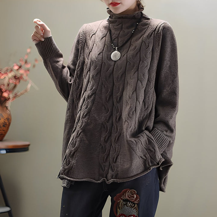 Merla - Bequemer Rollkragenpullover mit Seitenschlitz für Damen