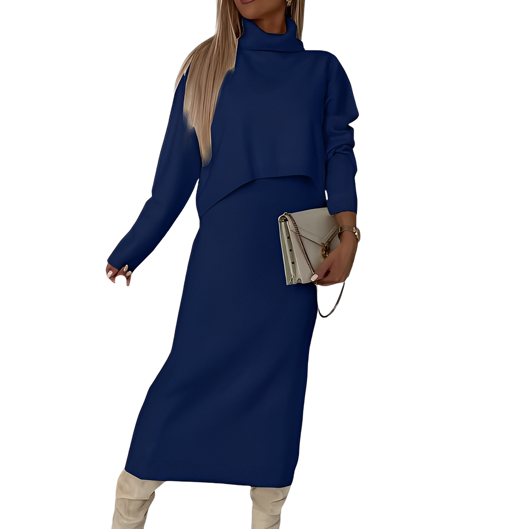 Natalee - Elegantes Set aus Rollkragenpullover und Rock für Damen