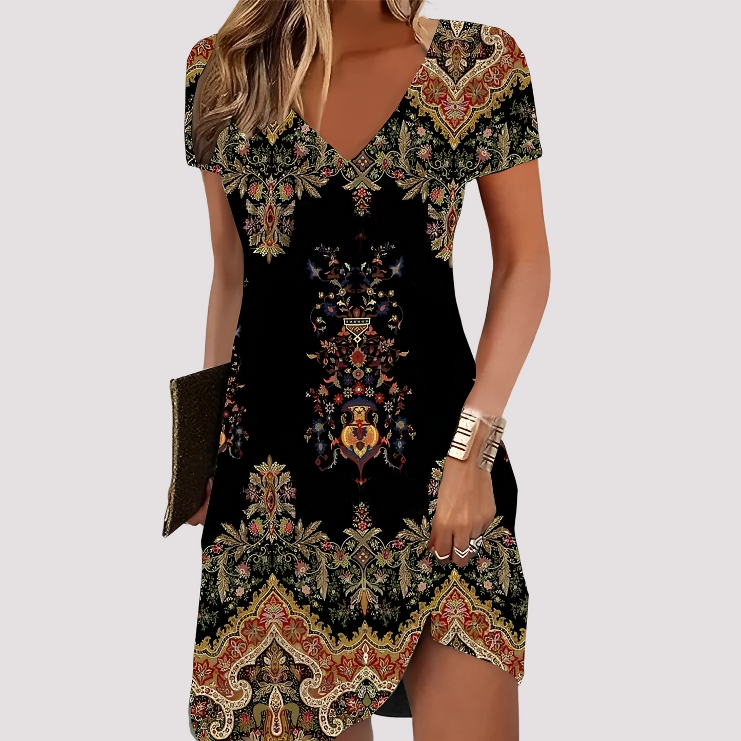 Maggy - Lockeres Boho-Kleid mit V-Ausschnitt für Damen